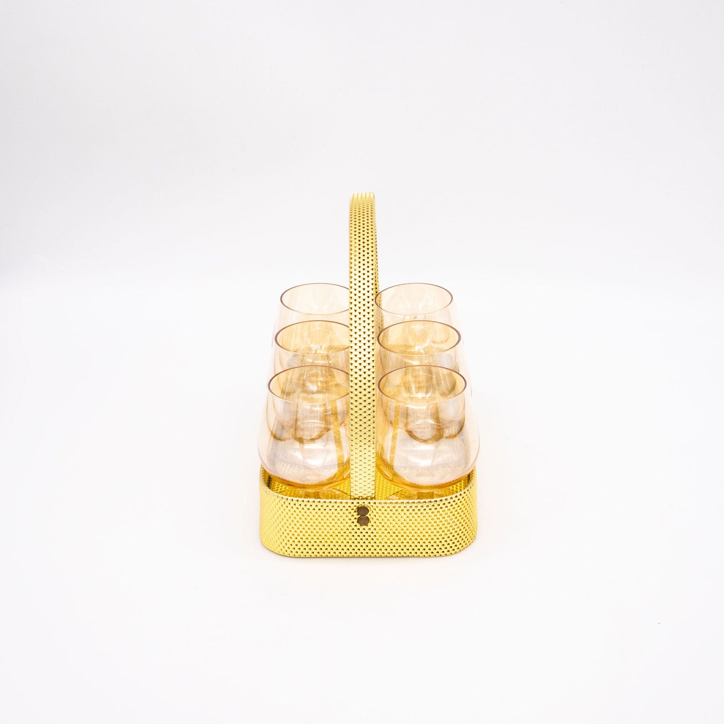 Vintage Schnapsglas Set in Korbhalterung