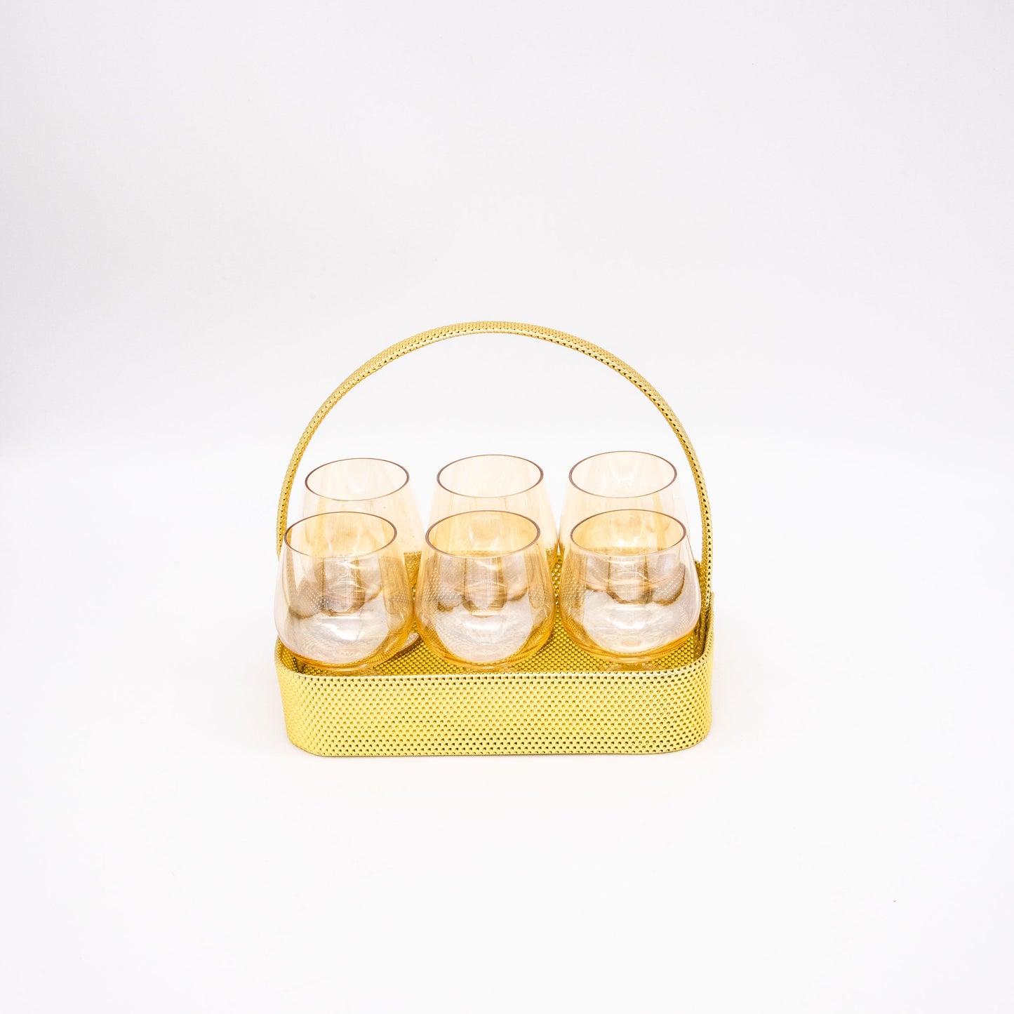 Vintage Schnapsglas Set in Korbhalterung