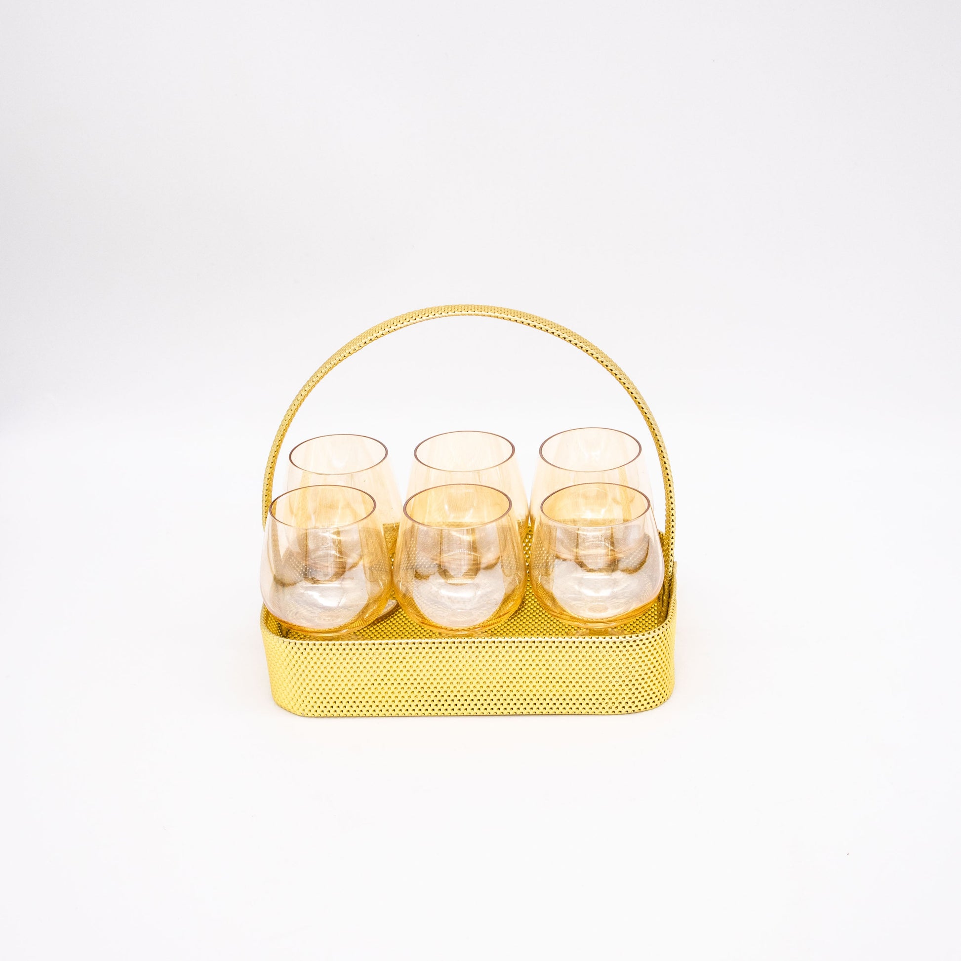 Vintage Schnapsglas Set in Korbhalterung