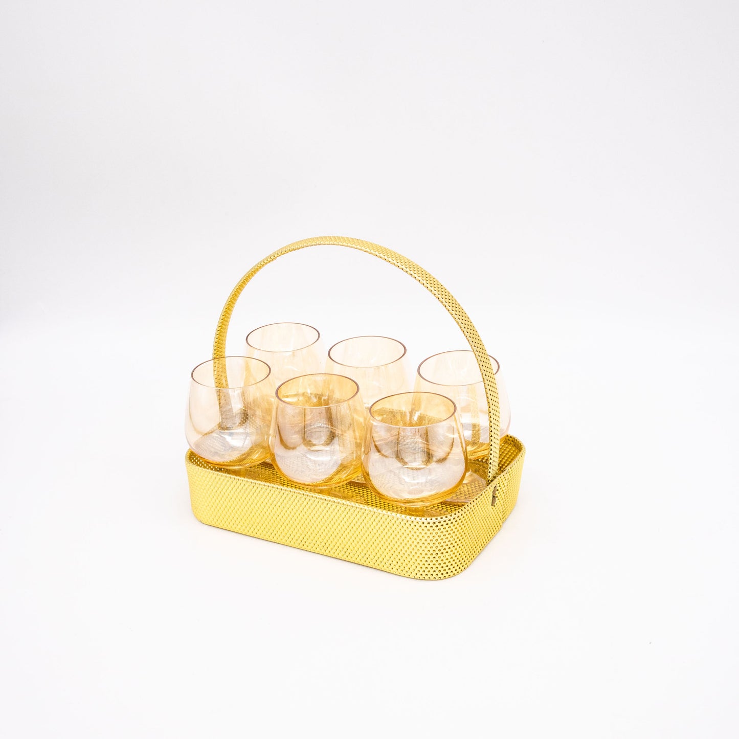 Vintage Schnapsglas Set in Korbhalterung