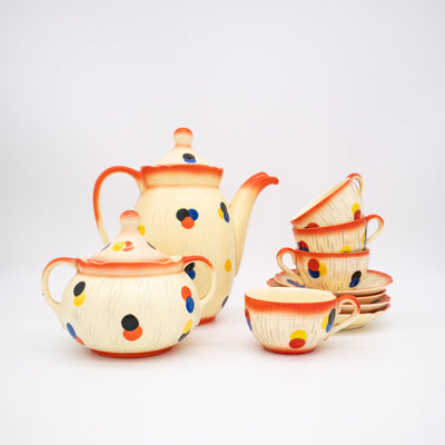 Vintage Mocha Service Art Deco by Bihl Czechoslovakia Ceramics