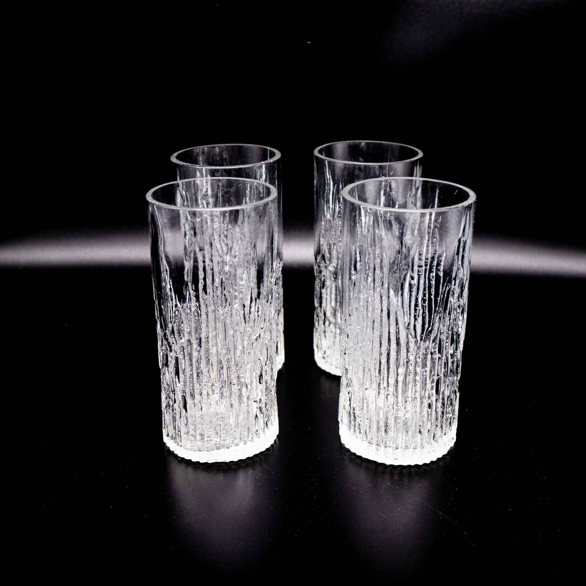 Vintage Glas Set von 4 skandinavisch strukturiert