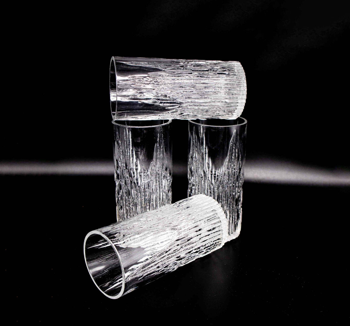 Vintage Glas Set von 4 skandinavisch strukturiert