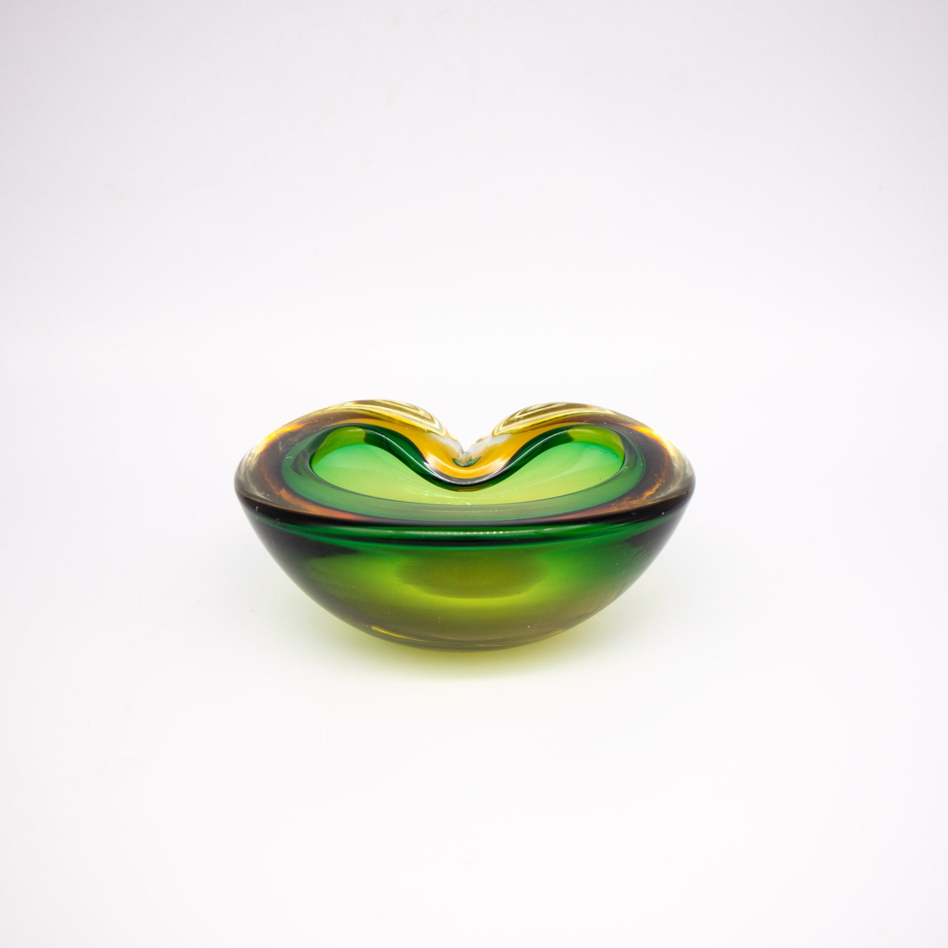 Vintage Aschenbecher Sommerso Murano Glas Herzform 1960er