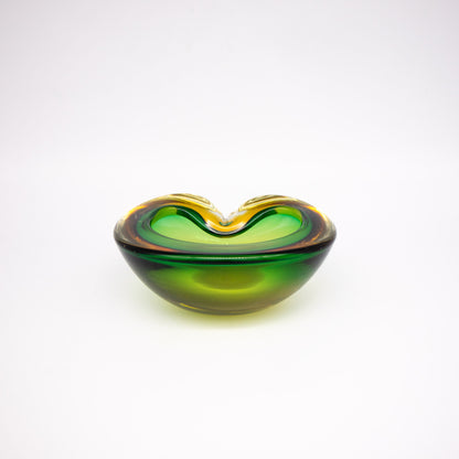 Vintage Aschenbecher Sommerso Murano Glas Herzform 1960er