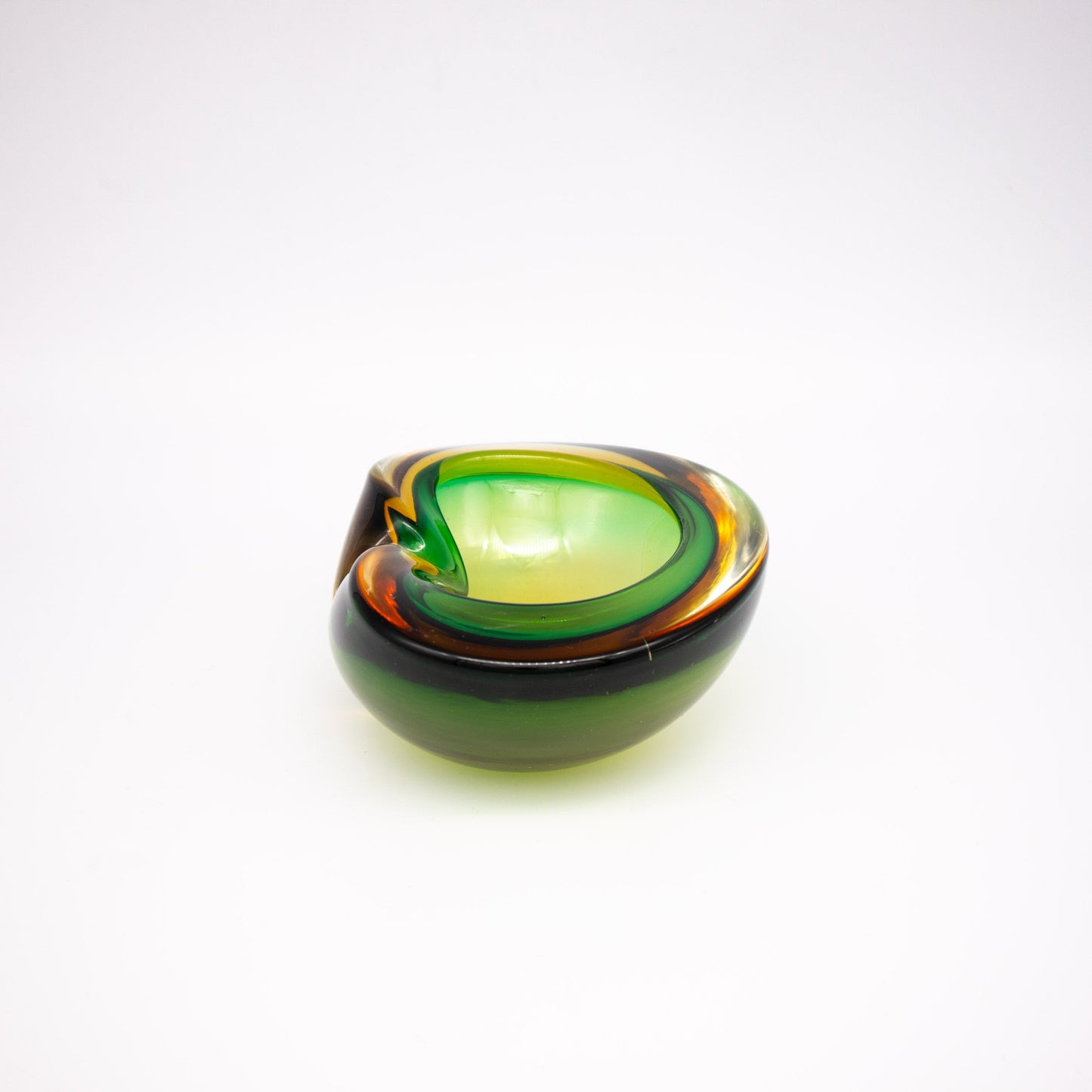 Vintage Aschenbecher Sommerso Murano Glas Herzform 1960er