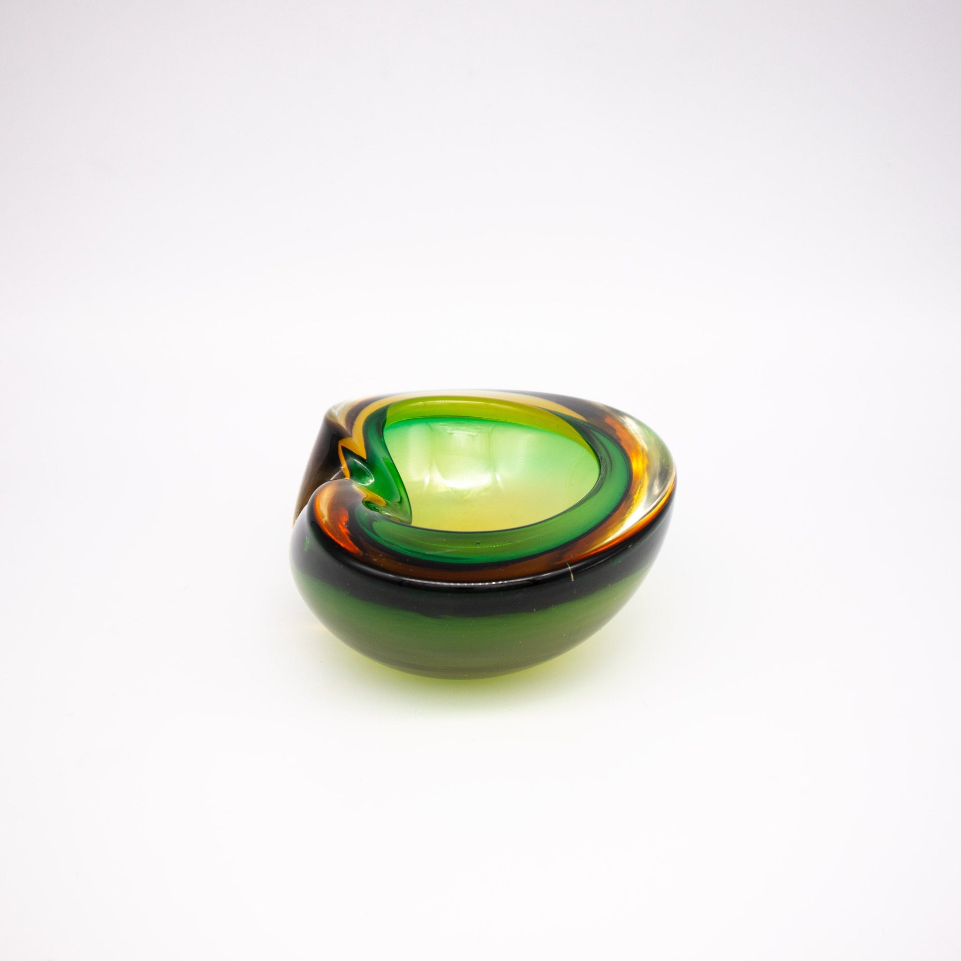 Vintage Aschenbecher Sommerso Murano Glas Herzform 1960er