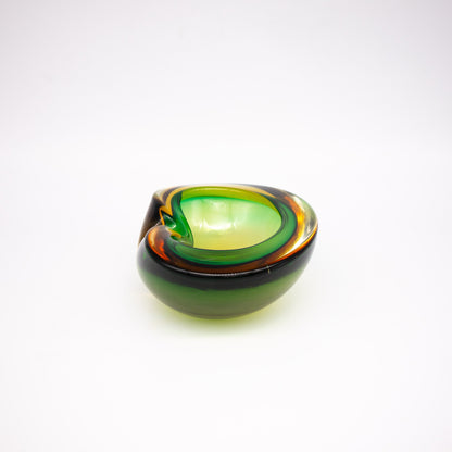 Vintage Aschenbecher Sommerso Murano Glas Herzform 1960er