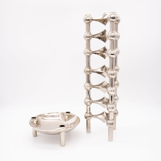 Vintage Kerzenhalter Set Stoff Nagel von Werner Stoff für Hans Nagel & Schale