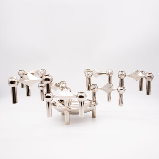 Vintage Kerzenhalter Set Stoff Nagel von Werner Stoff für Hans Nagel & Schale