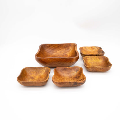 Vintage Schale Set von 5 aus Teakholz