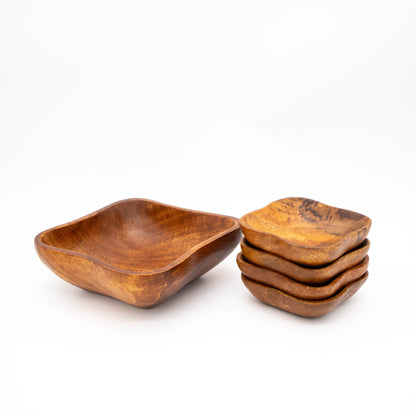 Vintage Schale Set von 5 aus Teakholz