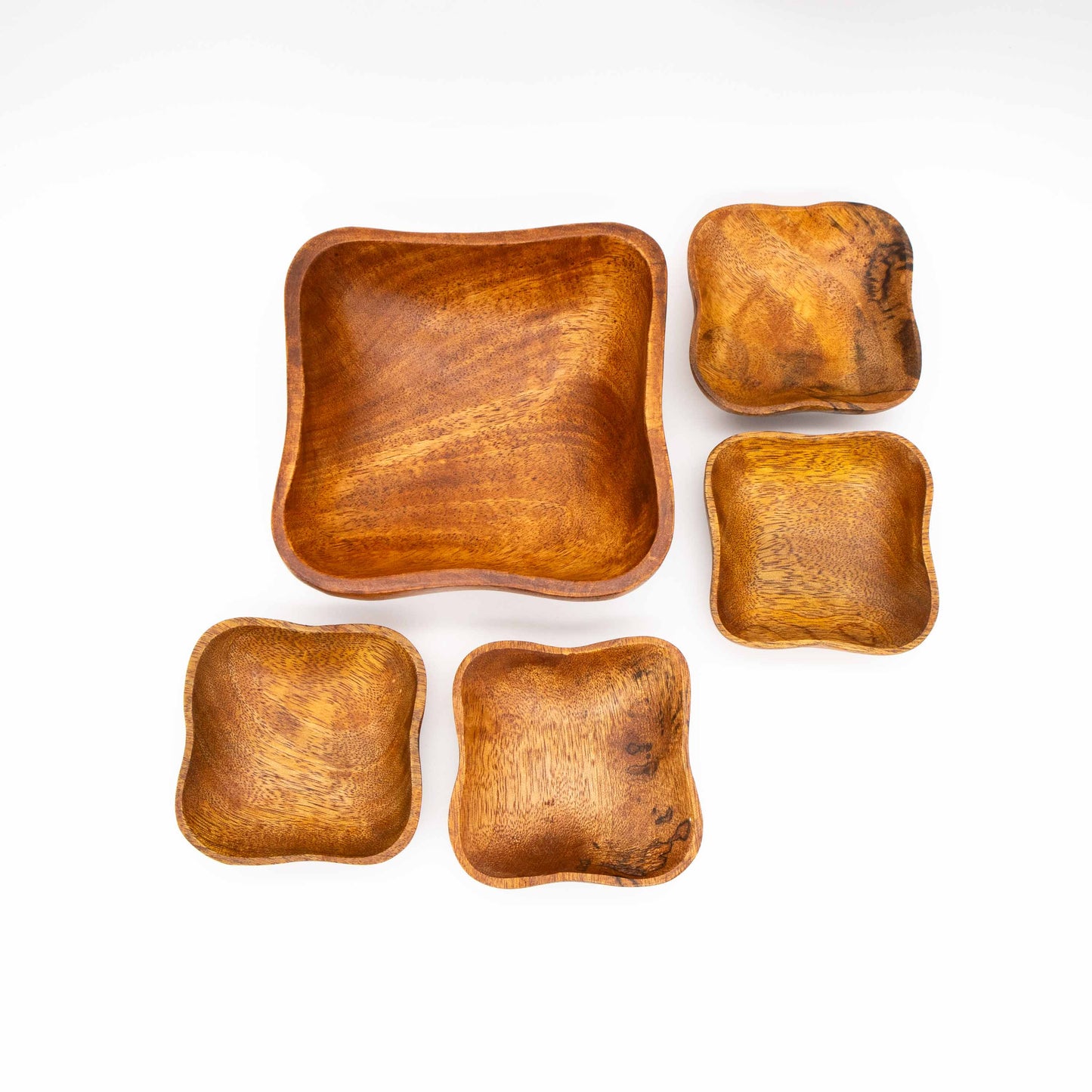 Vintage Schale Set von 5 aus Teakholz