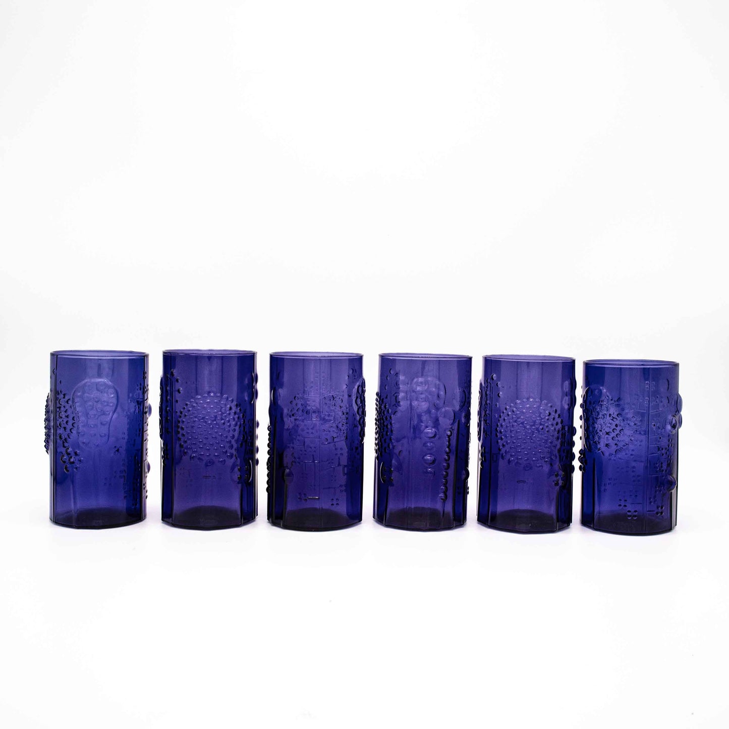 Vintage 6er Set Gläser Flora von Oiva Toikka für Nuutajärvi, Rückseite