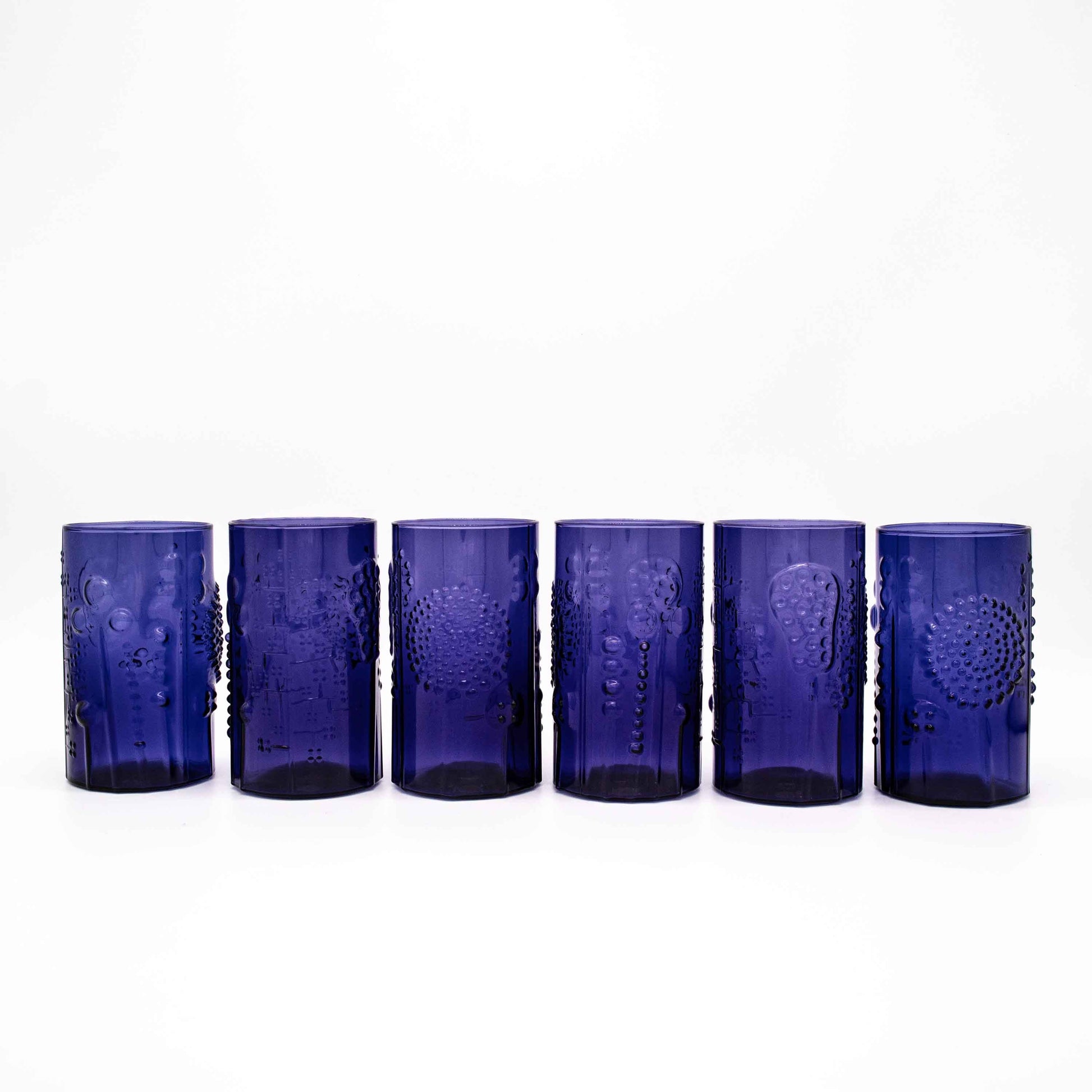 Vintage 6er Set Gläser Flora von Oiva Toikka für Nuutajärvi, Vorderseite