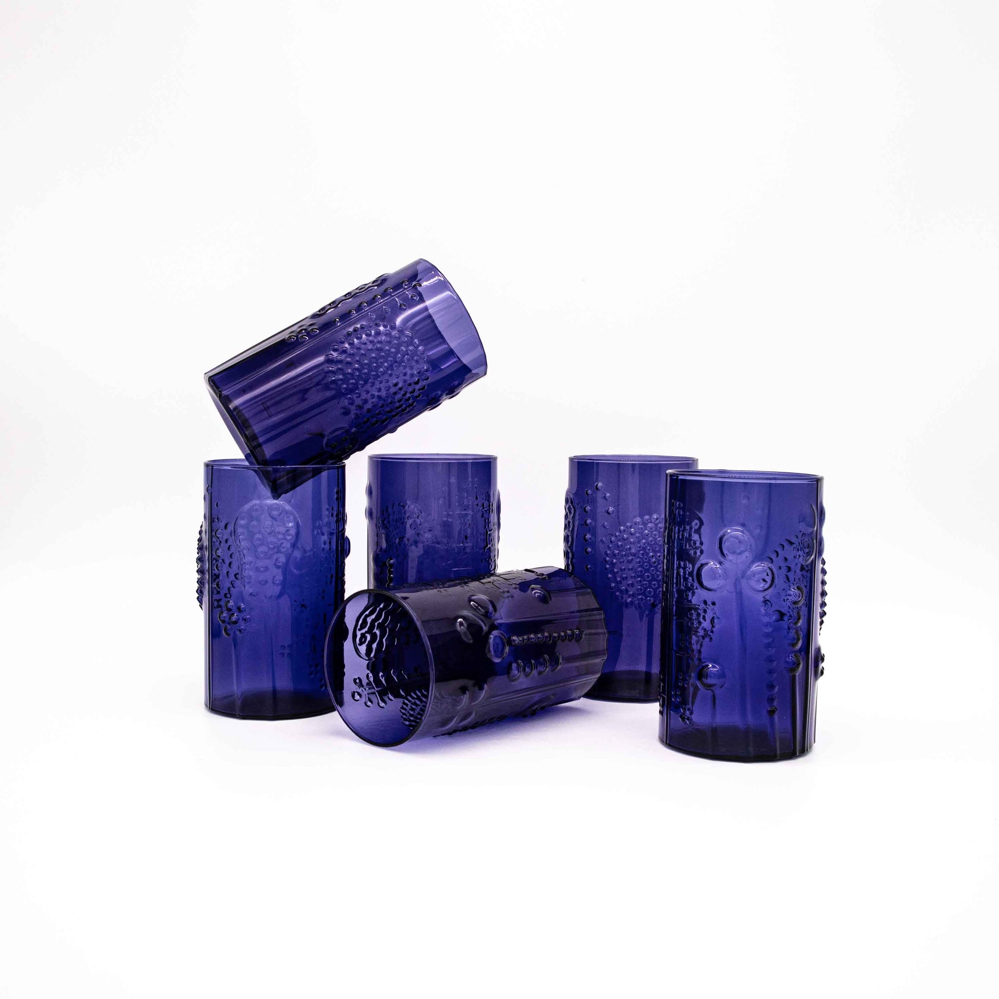 Vintage 6er Set Gläser Flora von Oiva Toikka für Nuutajärvi, arrangiert