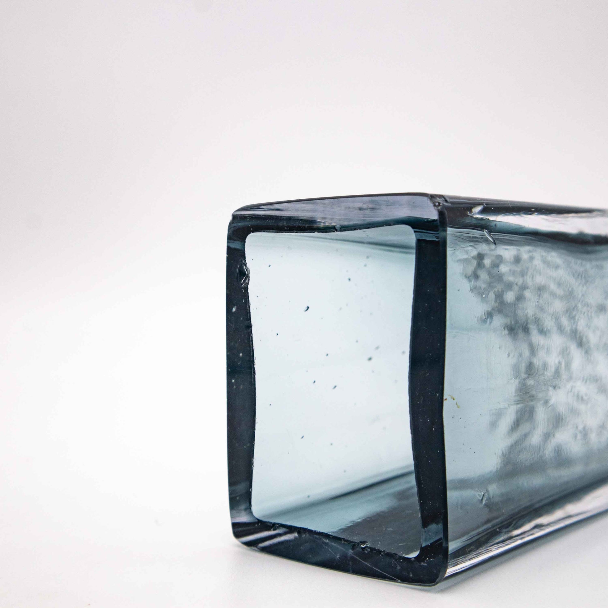 Vintage Blockvase mit Luftblasen Dekor, Mündung