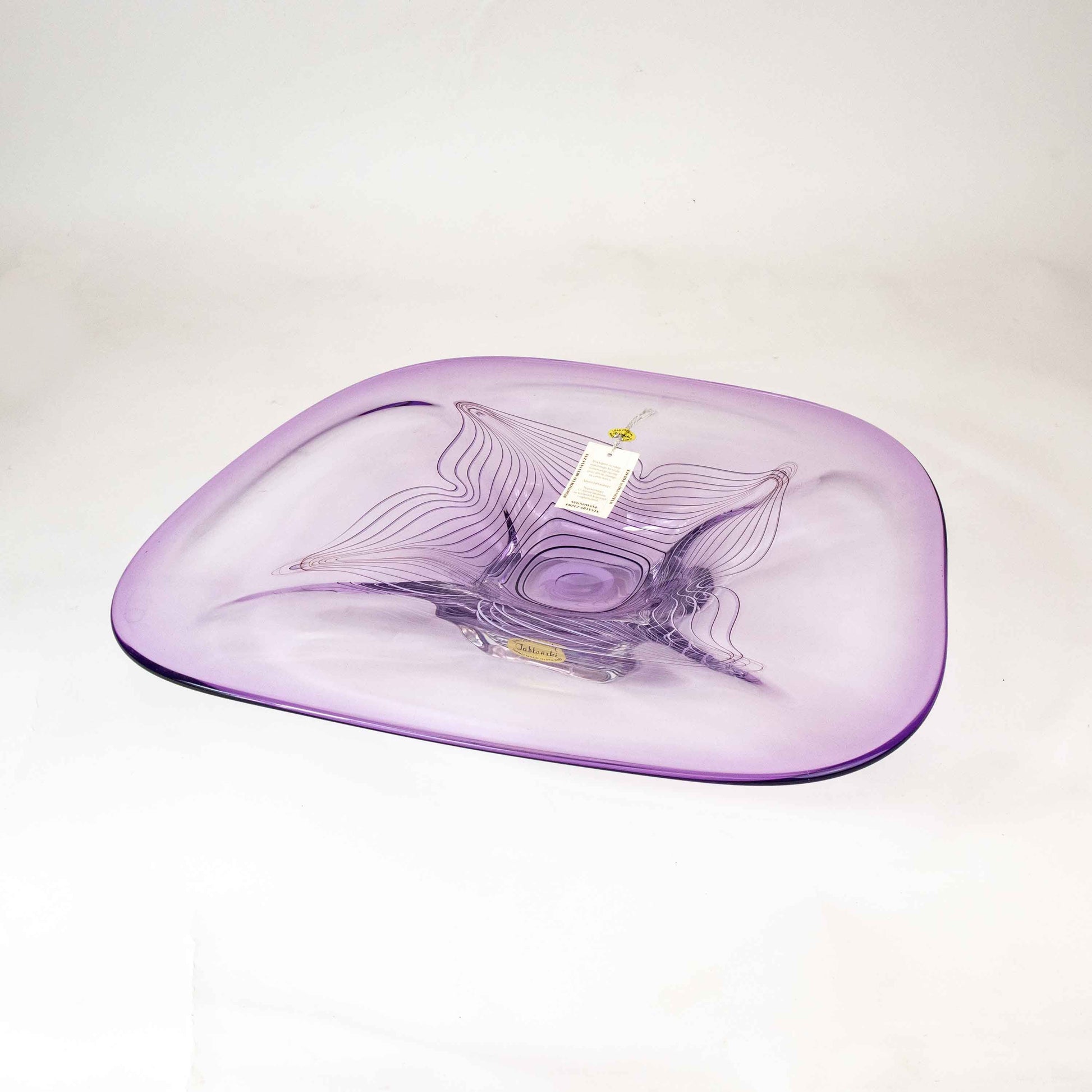 Vintage Große Neodymium Glas Schale von Adam Jablonski, leicht schräg stehend 2