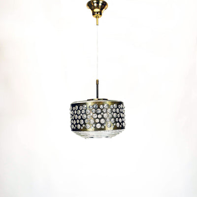 Vintage Pendelleuchte Messing und Glas von Rupert Nikoll