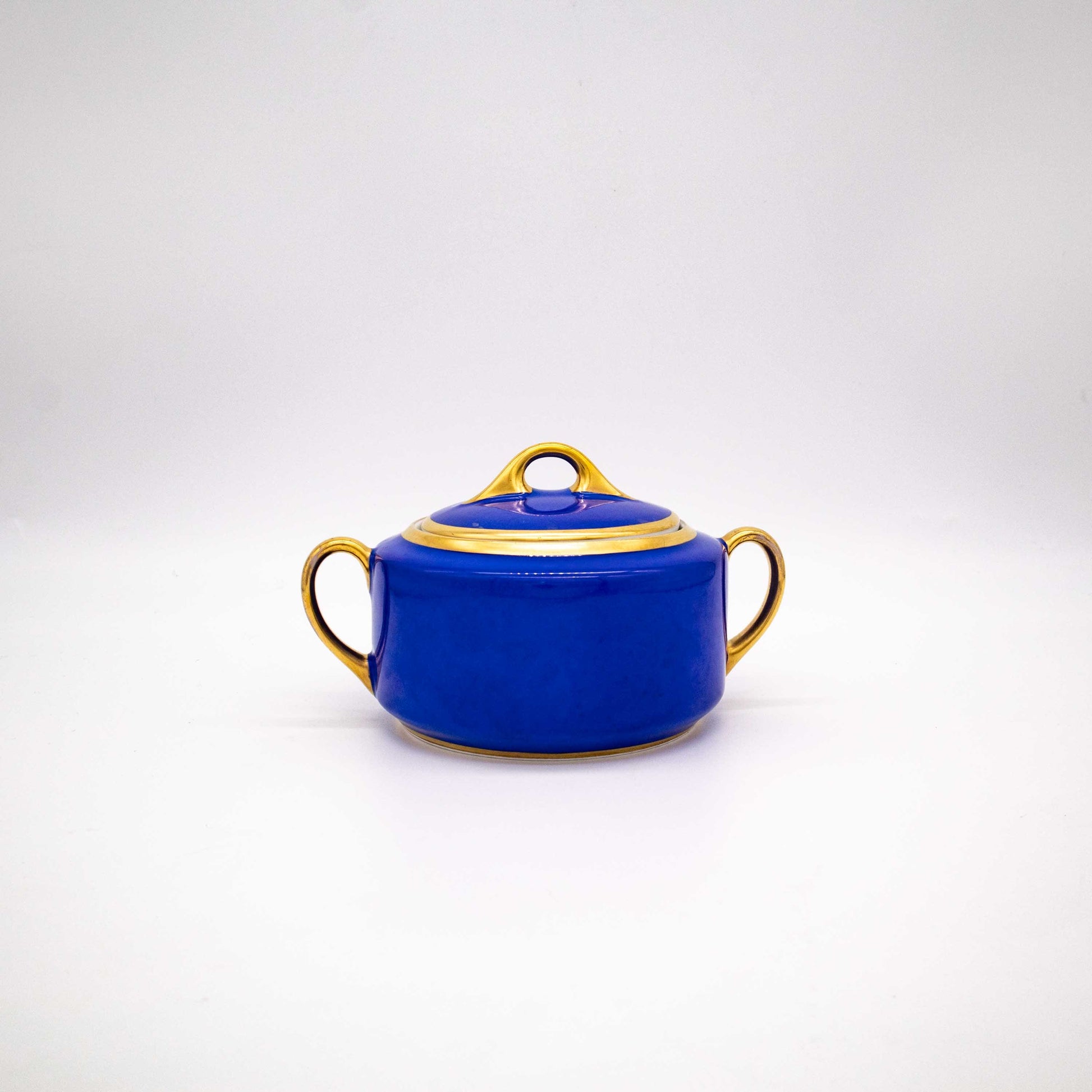 Vintage Kobaltblaue Porzellan Zuckerdose von Hutschenreuther, Rückseite