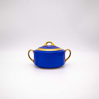 Vintage Kobaltblaue Porzellan Zuckerdose von Hutschenreuther, Vorderseite