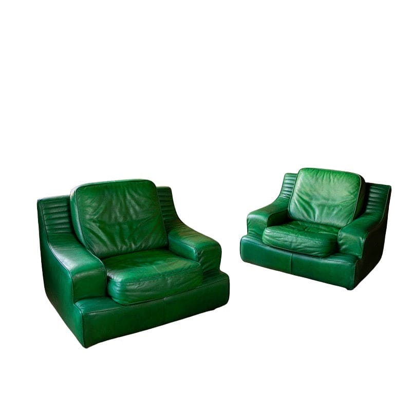 Vintage Lounge Chairs aus Leder grün