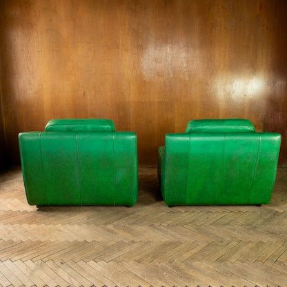 Vintage Lounge Chairs aus Leder grün