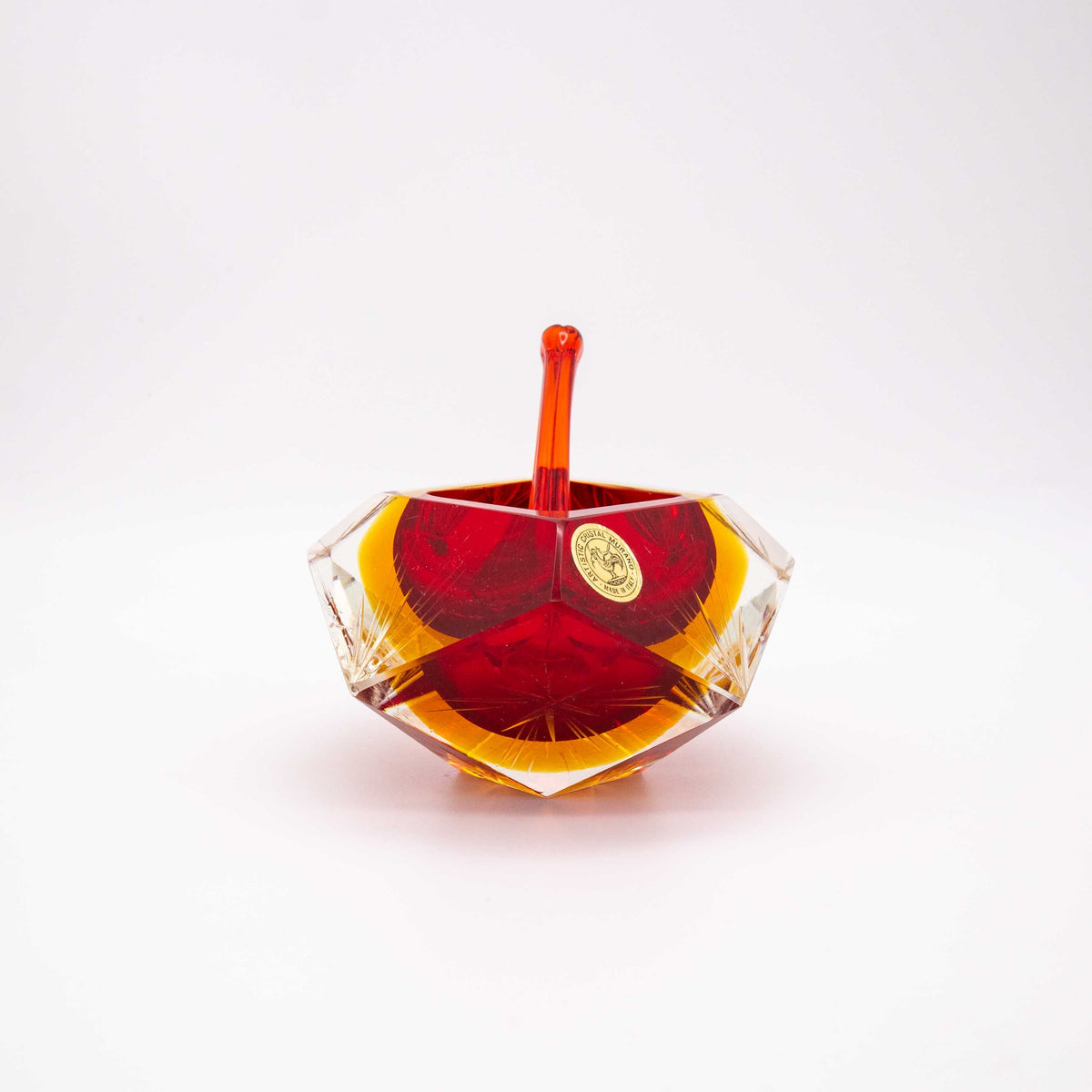 Vintage Aschenbecher Murano Glas Rot Gelb