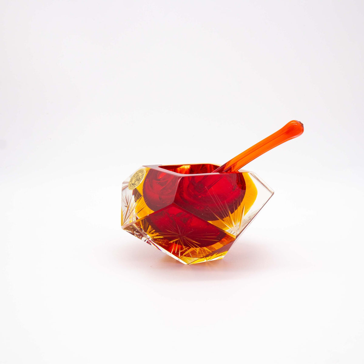 Vintage Aschenbecher Murano Glas Rot Gelb