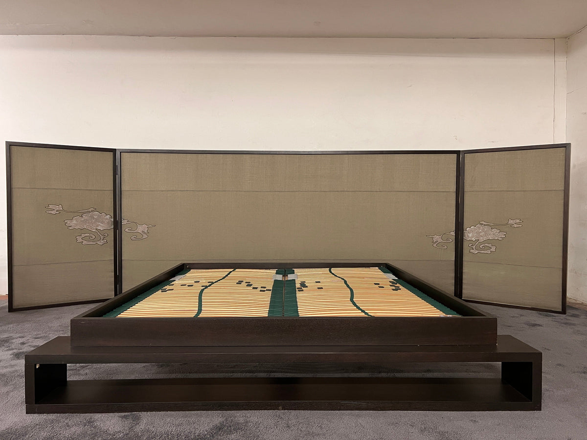 Double bed with screen headboard by Christian Liaigre