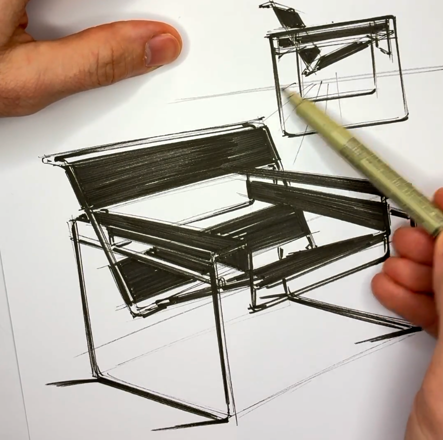 Wassily Chair Marcel Breuer Sketch Study 2nd home