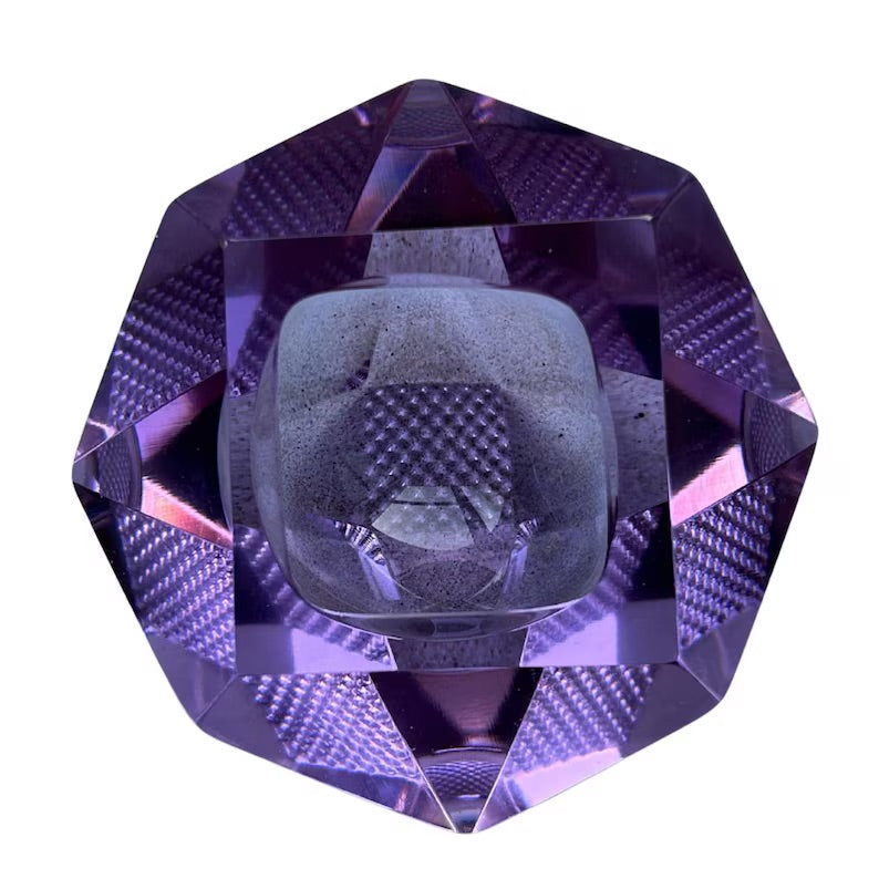 Vintage Achteckige Glasschale Lila