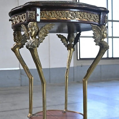 Vintage Beistelltisch mit Engel-Dekor aus Frankreich