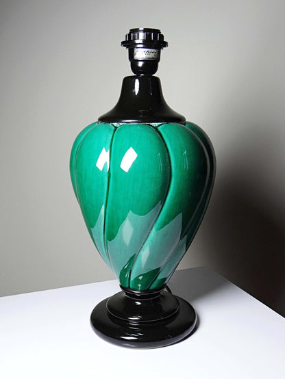 Vintage Tischlampe Mathias, Keramik grün und schwarz, 1970er Jahre