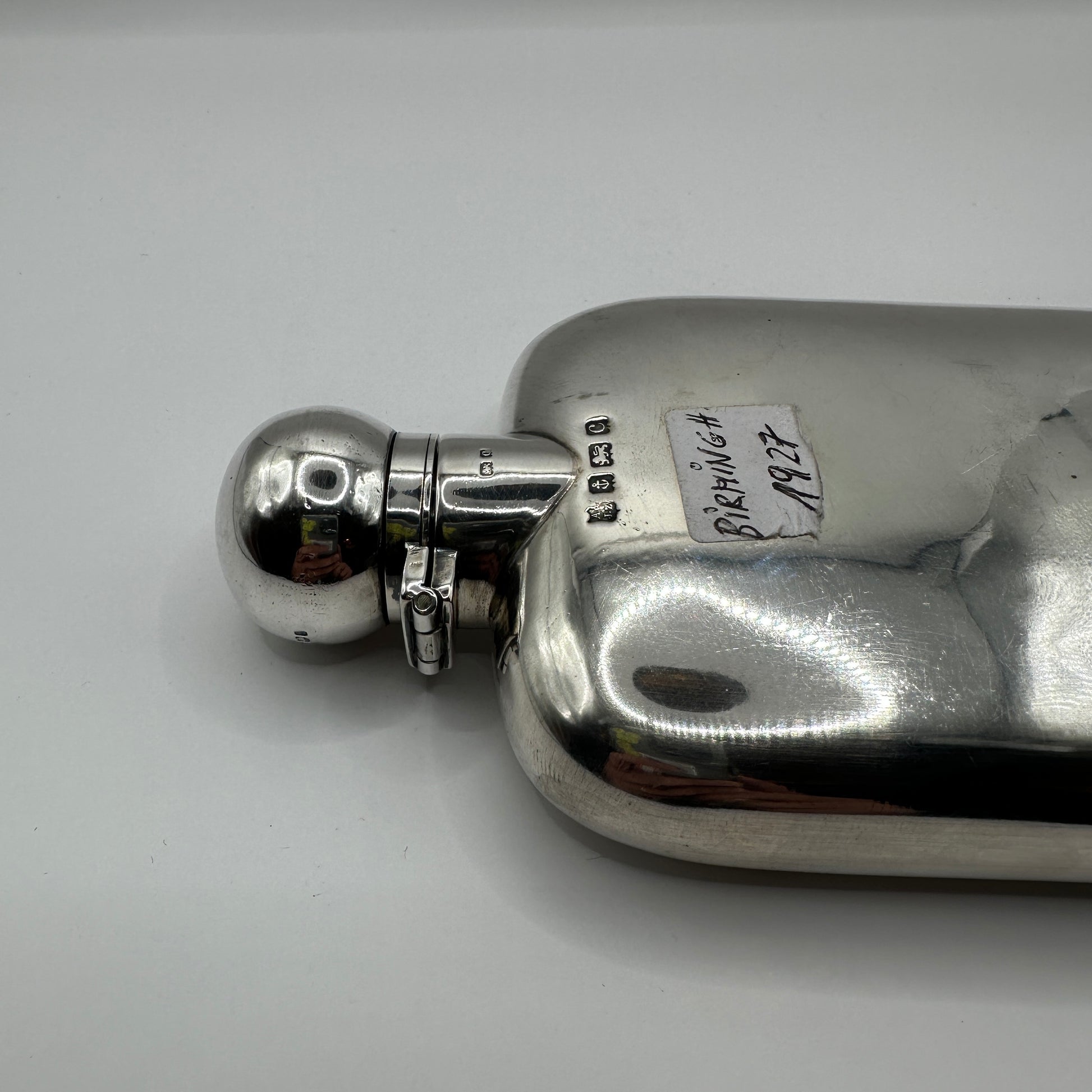 Vintage Silber-Hipflasche Flachmann Birmingham 1927 Sterling Silber
