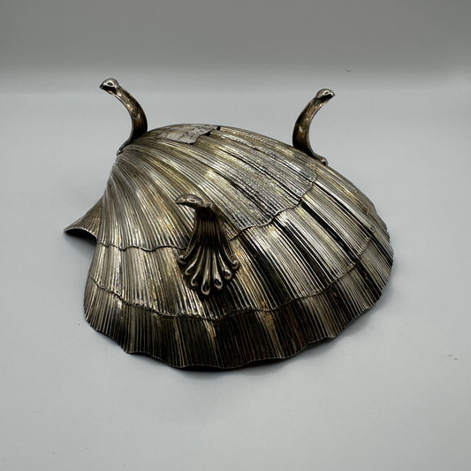 Große Muschelschale aus Sterling Silber dreibeinig dekorativ und skulptural