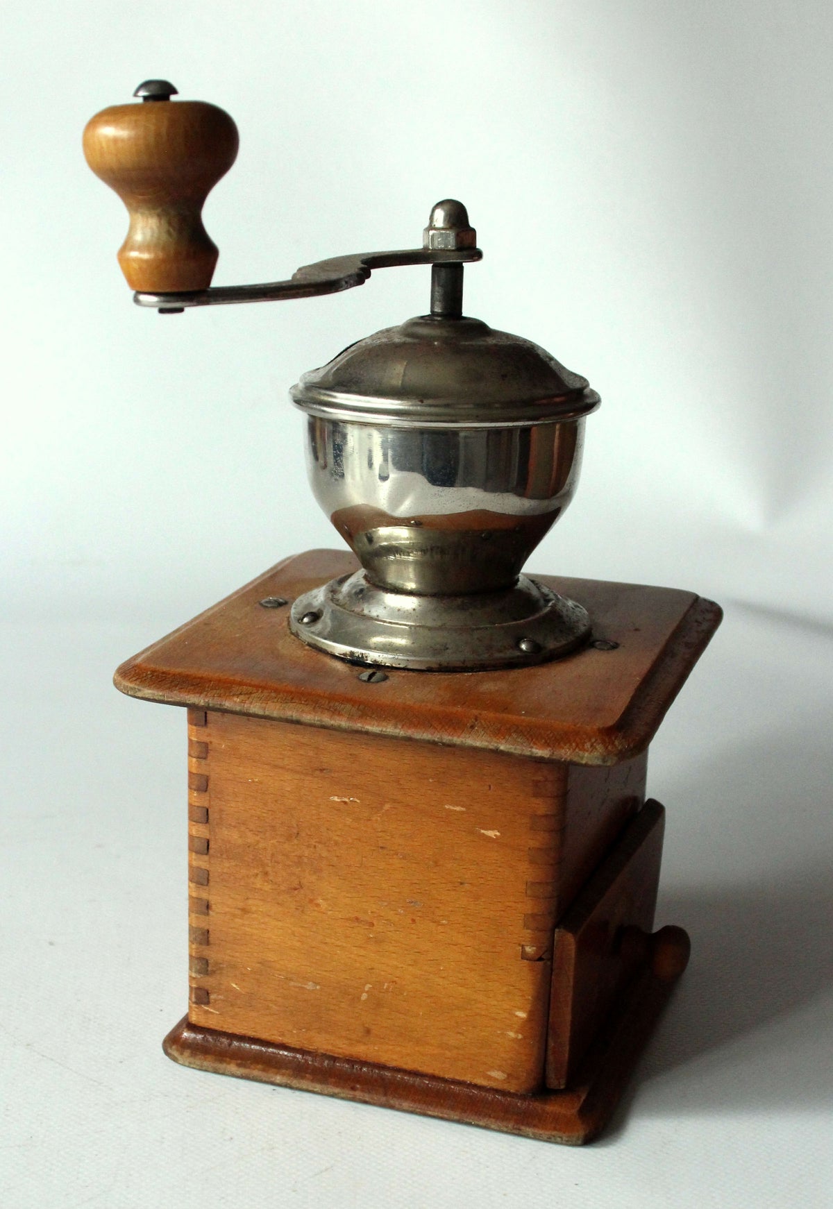 Vintage Kaffeemühle aus Holz und Metall, 1950er Jahre