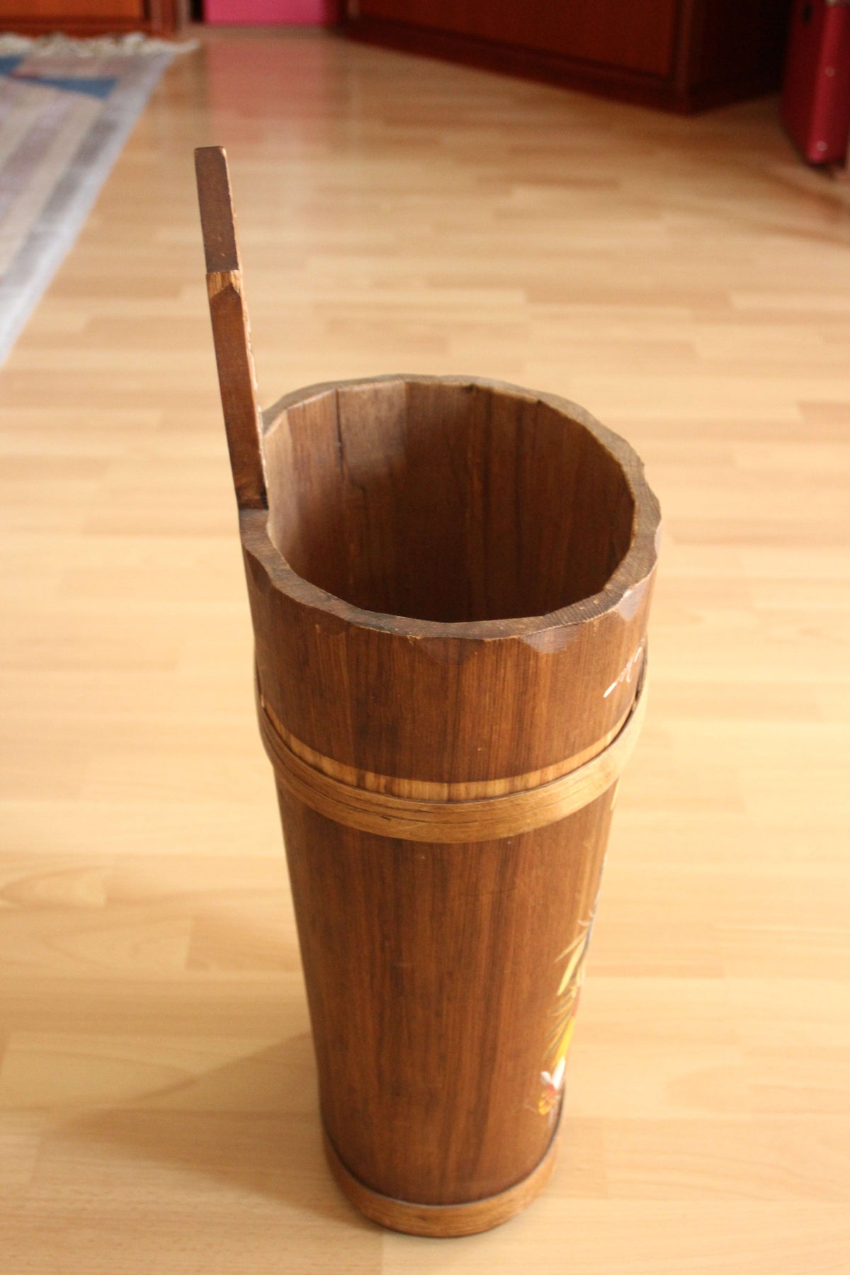 Vintage Schirmständer Holz handbemalt Bauernmalerei