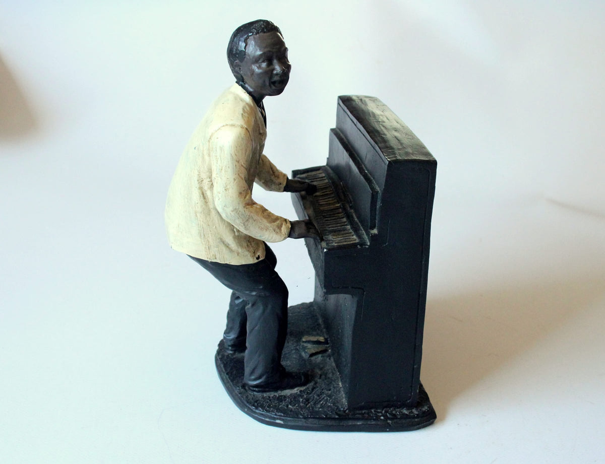 Vintage Skulptur Klavierspieler Jazz-Musiker aus Resin