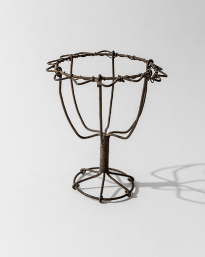 Vintage Kerzenhalter Set von 2 aus Eisen, handgebogen und geflochten, Volkskunst