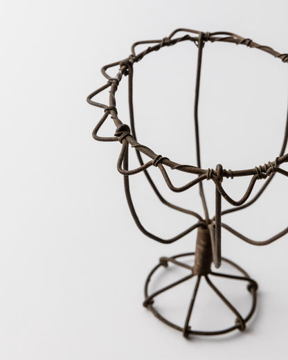 Vintage Kerzenhalter Set von 2 aus Eisen, handgebogen und geflochten, Volkskunst