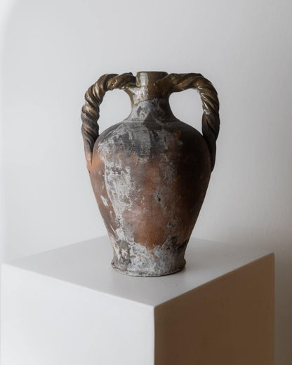 Vintage Amphore Terrakotta mit gedrehten Henkeln