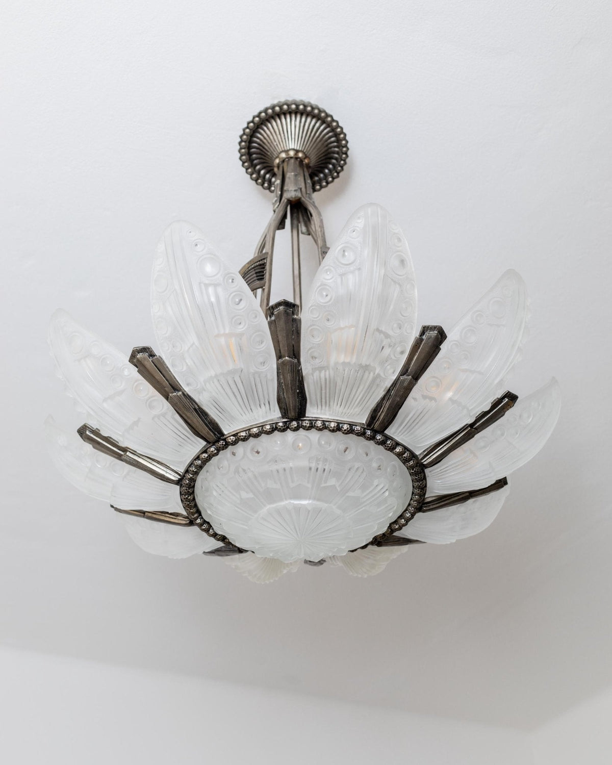 Vintage Kronleuchter Art Deco von Georges Leleu für Frankreich, seltenes Sammlerstück