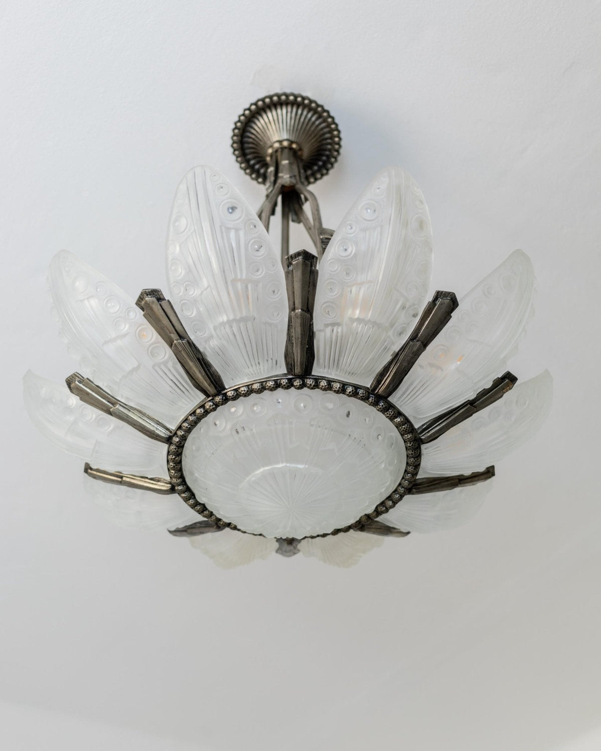 Vintage Kronleuchter Art Deco von Georges Leleu für Frankreich, seltenes Sammlerstück