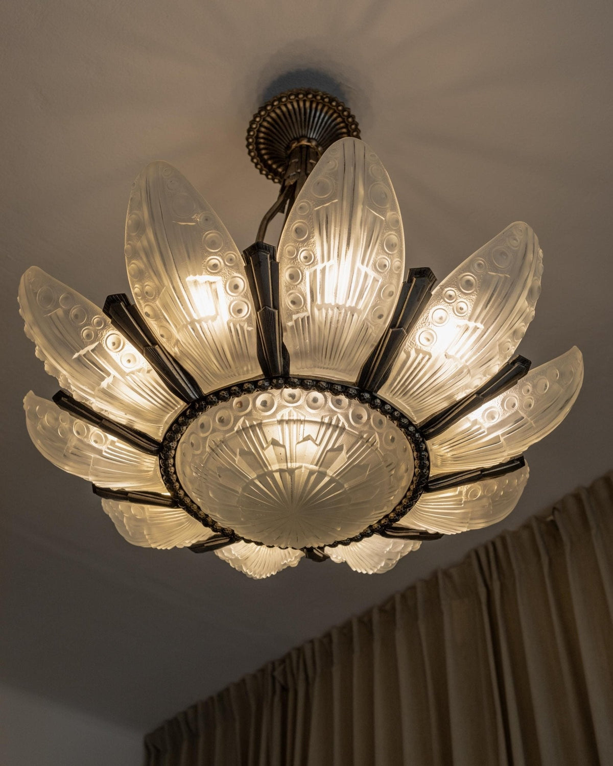 Vintage Kronleuchter Art Deco von Georges Leleu für Frankreich, seltenes Sammlerstück