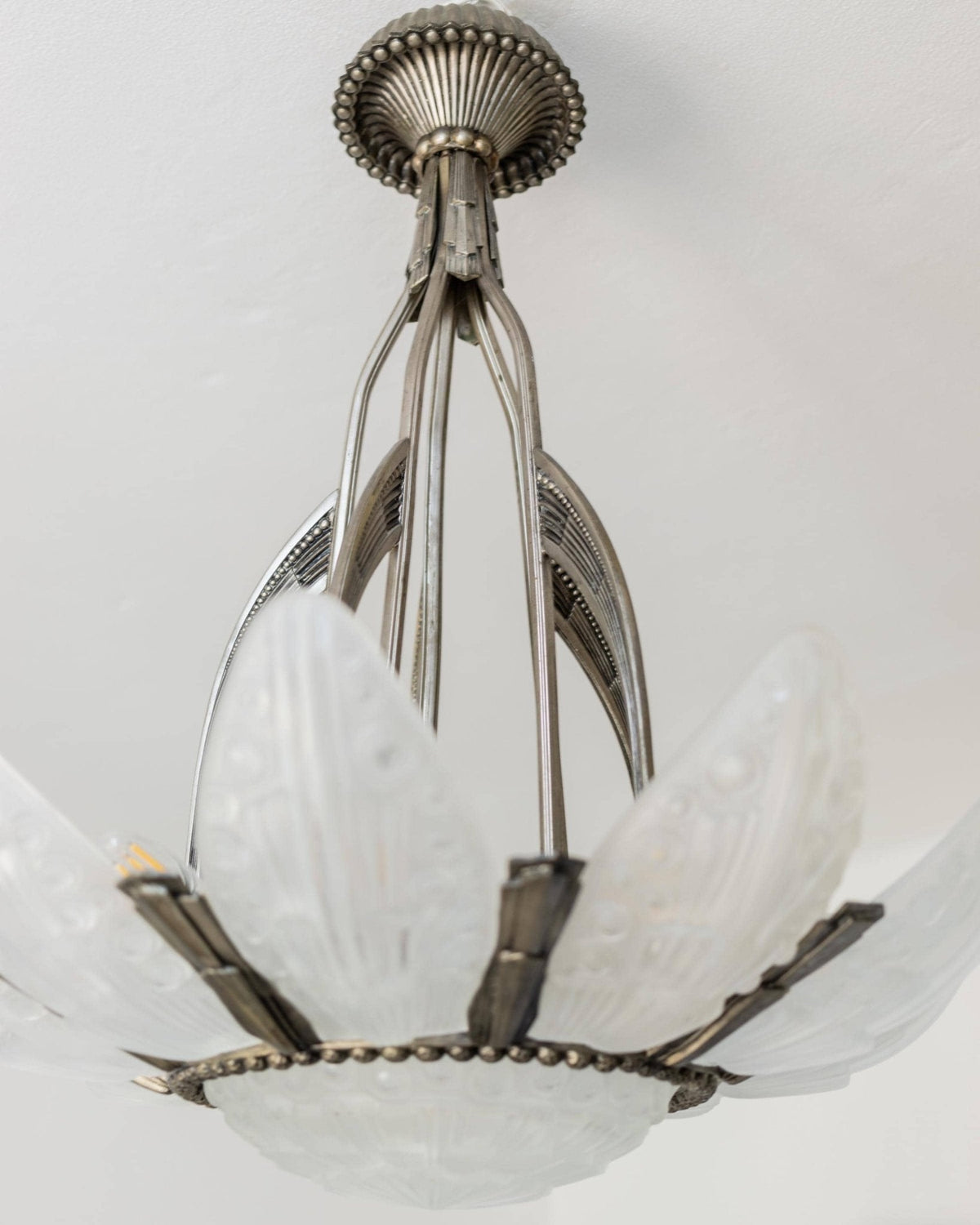 Vintage Kronleuchter Art Deco von Georges Leleu für Frankreich, seltenes Sammlerstück