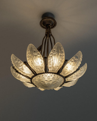 Art Deco chandelier by Georges Leleu for France, rare collector's item