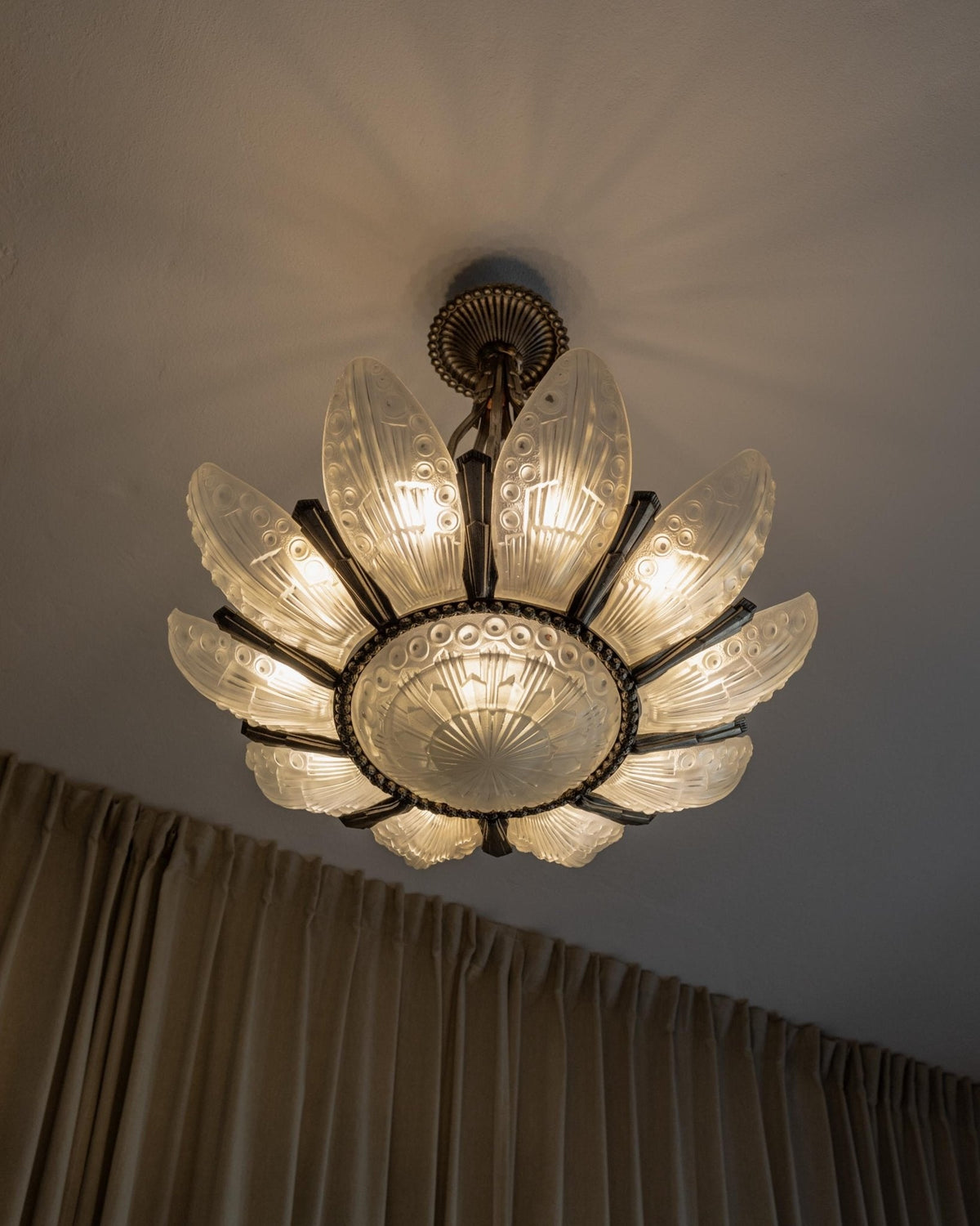 Vintage Kronleuchter Art Deco von Georges Leleu für Frankreich, seltenes Sammlerstück