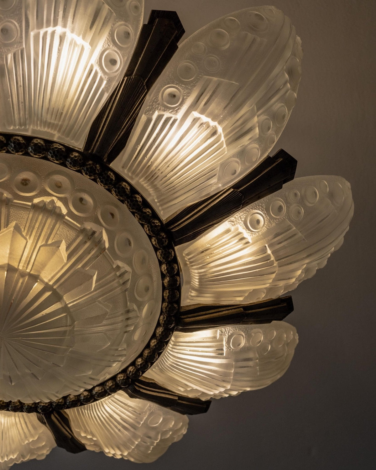Vintage Kronleuchter Art Deco von Georges Leleu für Frankreich, seltenes Sammlerstück