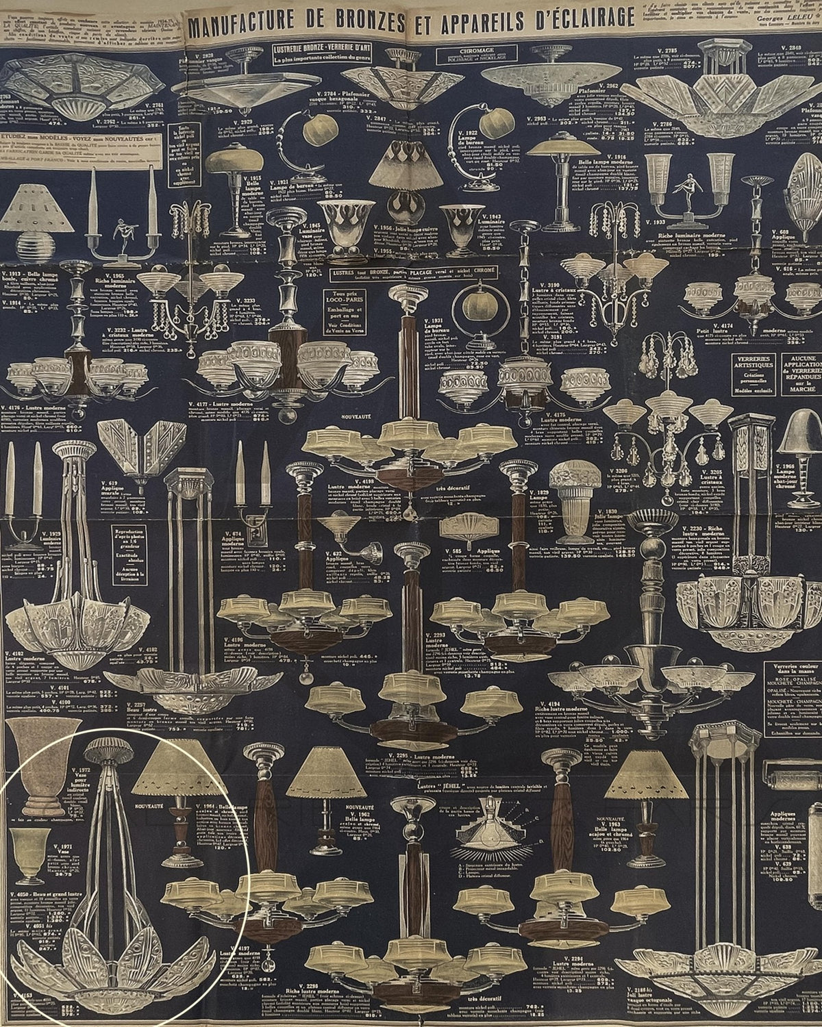 Vintage Kronleuchter Art Deco von Georges Leleu für Frankreich, seltenes Sammlerstück